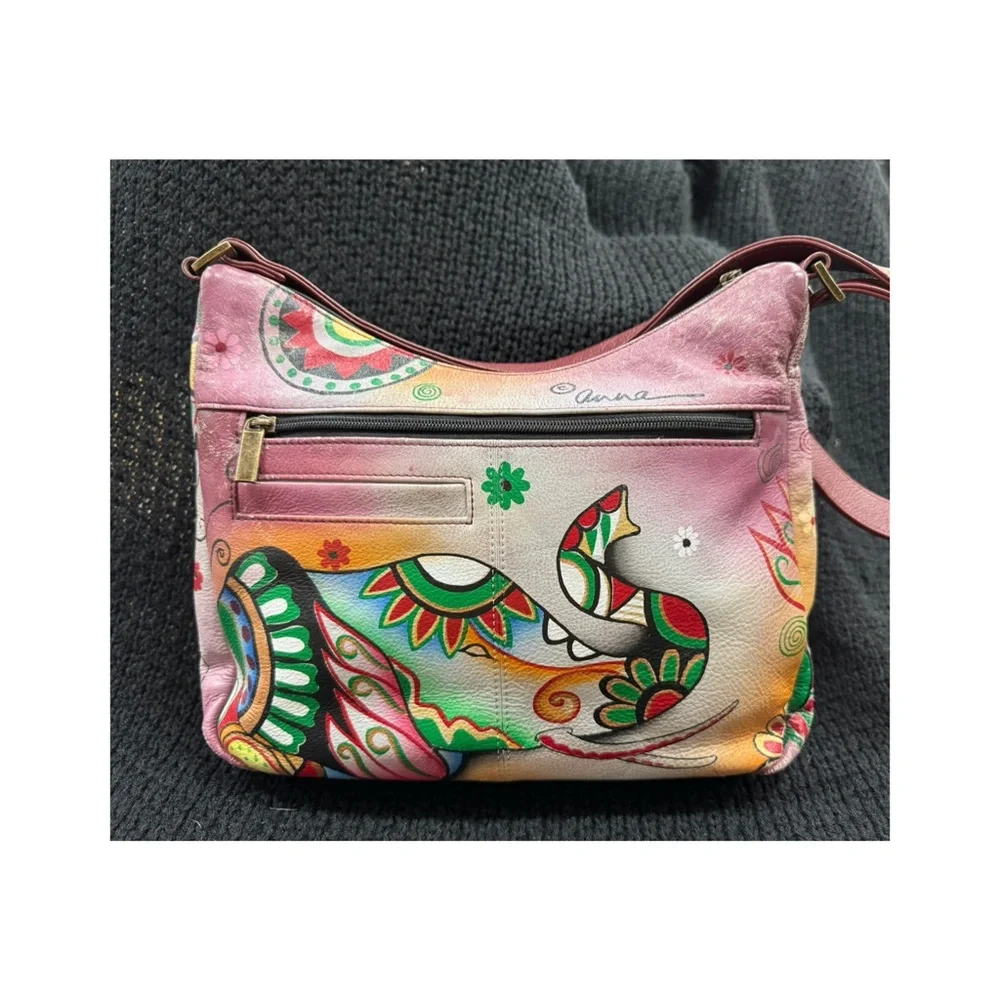 Anuschka Colorful Elephant Design Women's Bag - Picture 3 of 10